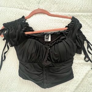 Windsor Black Corset Crop Top